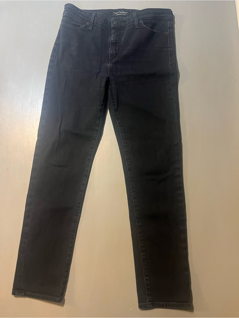 Lucky Brand 121 Slim Straight Jeans Black Denim Size 10/30